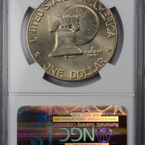 1976 DOLLAR - EISENHOWER BICENTENNIAL T2 NGC MS 65 TYPE 2, CAC Reverse Slab