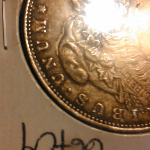 1921p Morgan error coin 8 in s of pluribus