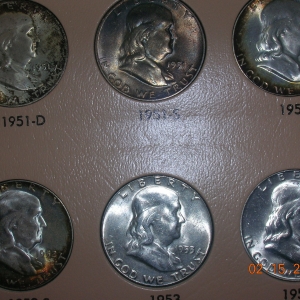 Close up of some real nice tone Half Dollars
