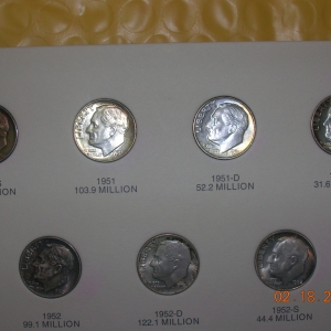 Wide area close up of nice tone coins