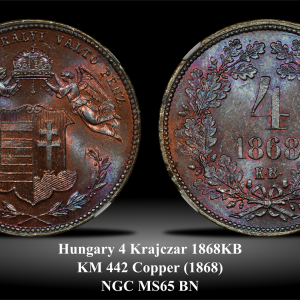 Hungary KM442 4 Krajczar 1868KB