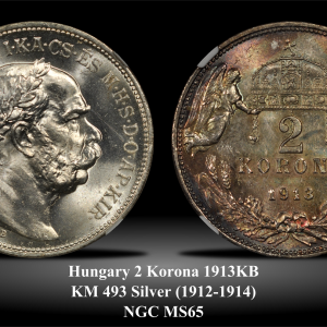Hungary KM493 2 Korona 1913KB