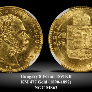 Hungary KM477 8 Forint 1891KB