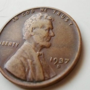 1937 D Lincoln One Cent Obverse