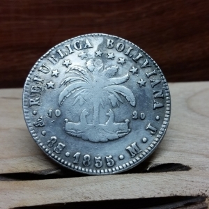 1855 Bolivia 8 Sols reverse