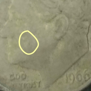 5 on cheek Dime