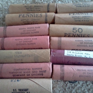 1959 D &  1960 D-Small date rolls over 100 bank of chase manhatten