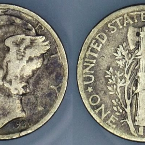 1936 Mercury dime (first in my childhood collection, found 1976)