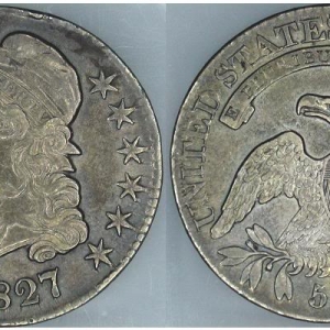 1827 Capped Bust half dollar , square-base 2 (from my childhood collection, 1976)