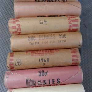 An Open rolls of coins