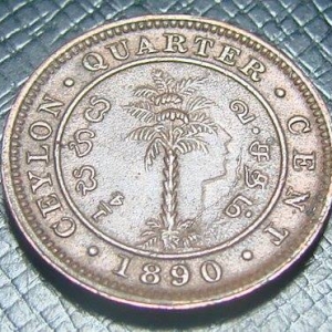1890 Ceylon 1/4 Cent