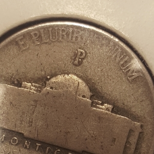 1943 P Nickel Obverse Mint Mark 2
