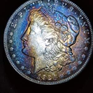 1921 Morgan Dollar "Blue Fire"