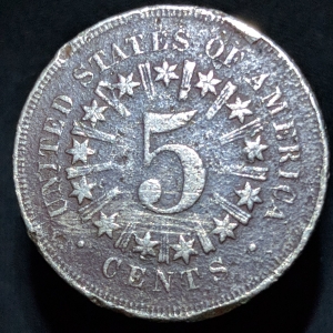 1866 Shield Nickel W/ Rays