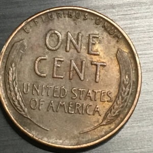 Strange wheat penny with blank side