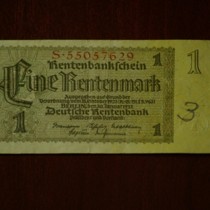 Germany Third Reich 1 Fine Rentenmark OBV