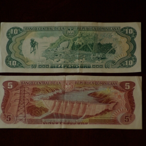 Dominican Republic 10 and 5 Pesos Oro REV