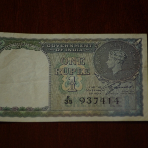 India 1 Rupee George VI King Emperor OBV