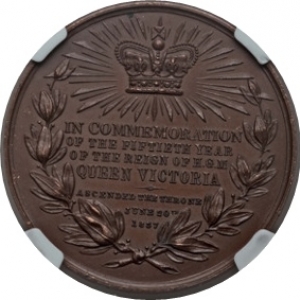 1887 Victoria Golden Jubilee MS65 BN reverse