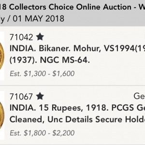 STACKS & BOWERS MAY AUCTION INDIAN RARE COINS