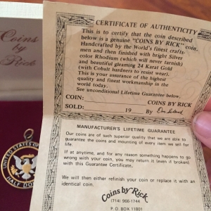 Certificate of authenticity