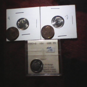 (3) Dimes, (2) Cents.