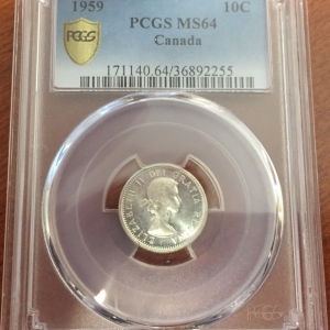 1959 Candian Dime Obverse