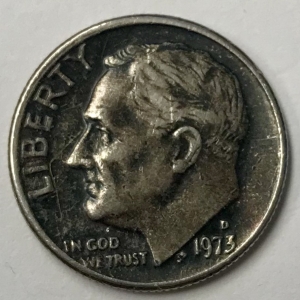 1973 D Roosevelt dime different color & sound