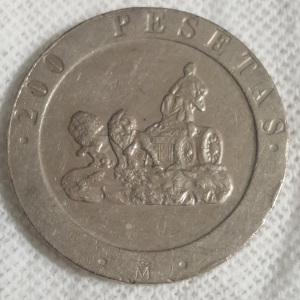 1990 Juan Carlos 200 Pesetas Reverse