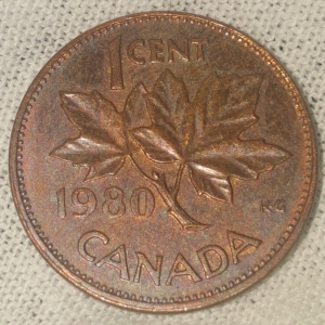 1980 Elizabeth II 1 Cent Reverse