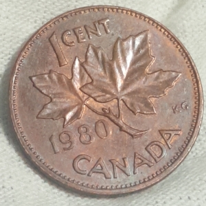 1980 Elizabeth II 1 Cent Reverse
