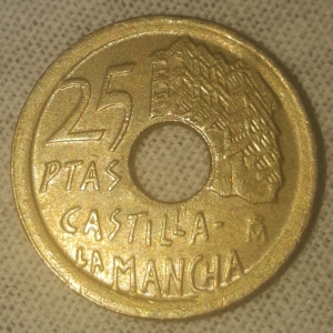 1996 Castilla-La Mancha 25 Pesetas Reverse