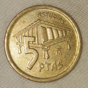 1995 Asturias 5 Pesetas Reverse