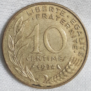 1974 10 Centimes Reverse
