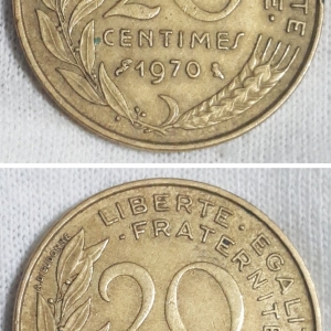 1970 Two 20 Centimes Reverses