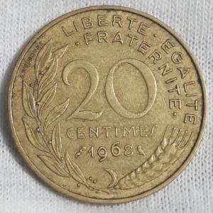1968 20 Centimes Reverse