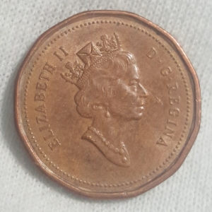1992 Elizabeth II Confederation 1 Cent Obverse
