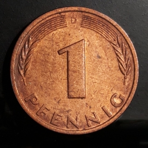 1977 D 1 Pfennig Reverse