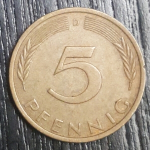 1974 D 5 Pfennig Reverse
