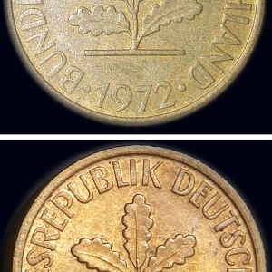 1972 D Two 5 Pfennig Obverses