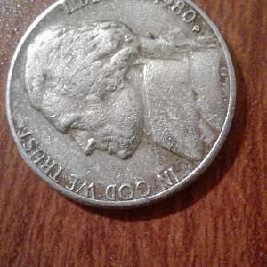 1980D Jefferson nickel Error