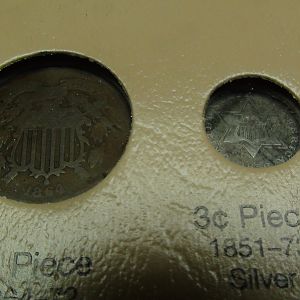 1864 2 cent and 1856 trime