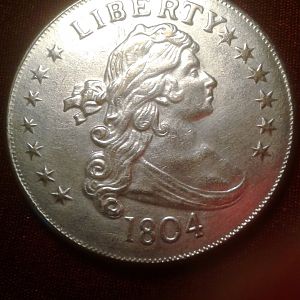 1804P no mint draped bust silver dollar obverse.