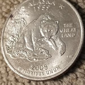 2008 P Alaska Quarter Extra Claw & Between A/N