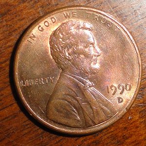 1990D Lincoln cent error obverse