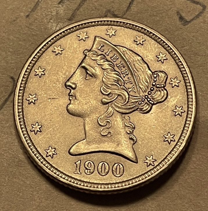 1900 $5 gold x
