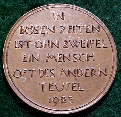 1923 German Bronze Medal Reverse