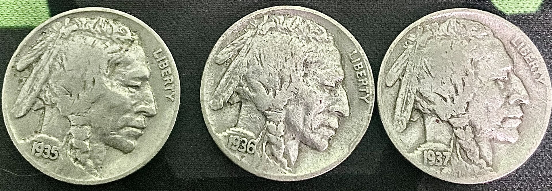1935P-1937P Buffalo Nickels