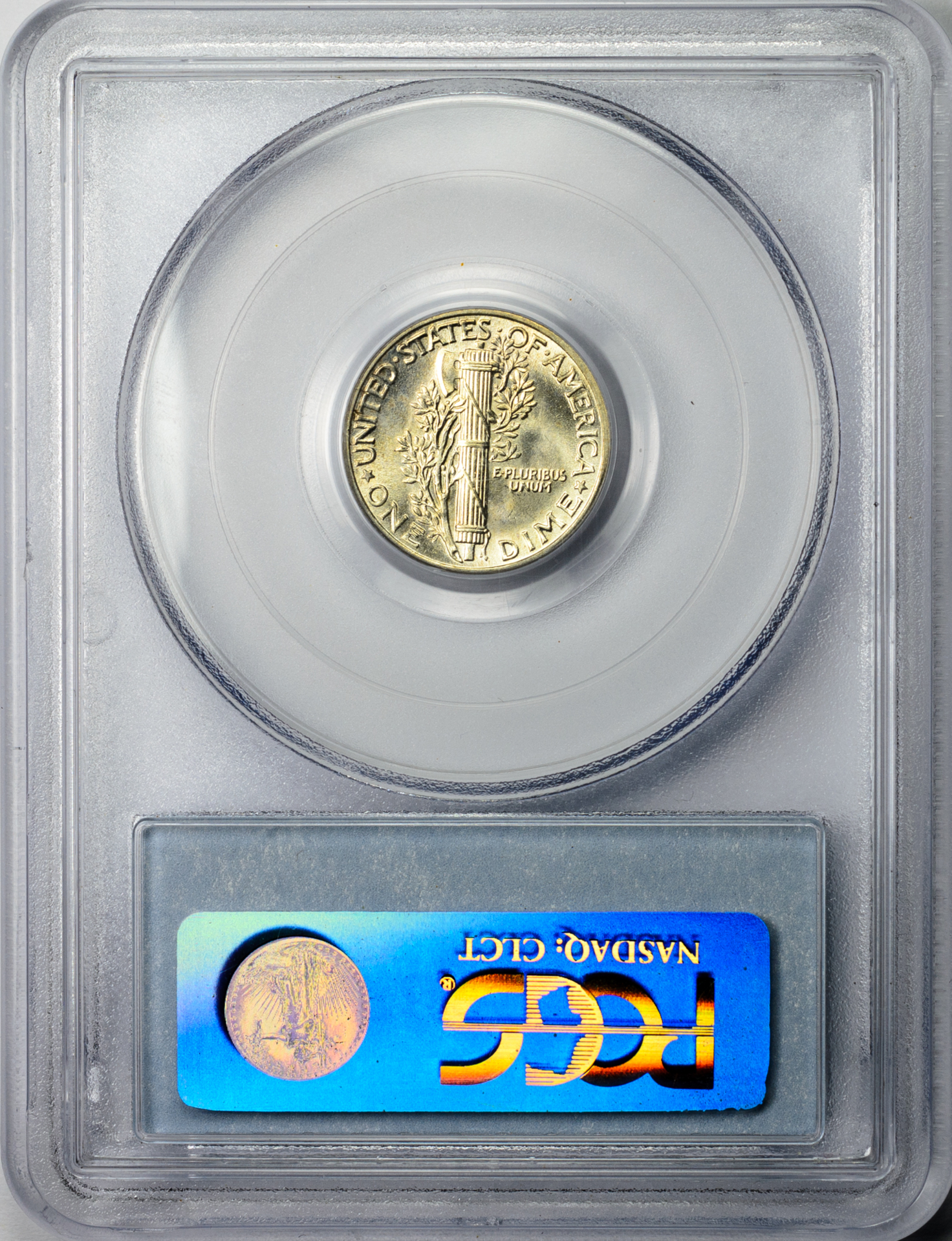 1938 DIME - MERCURY PCGS MS 65 FB, CAC Reverse Slab