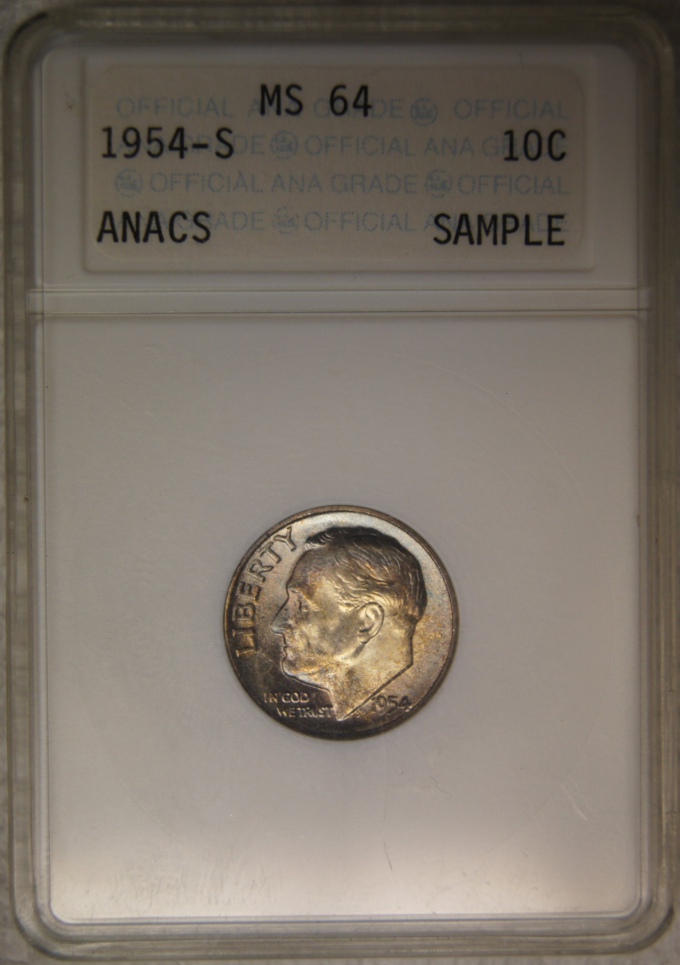 1954-S Roosevelt Dime ANACS Sample Obverse